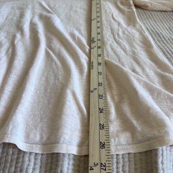 Eileen Fisher Shirt Womens Large Beige Organic Linen Long Sleeve Scoop Neck - Picture 10 of 12